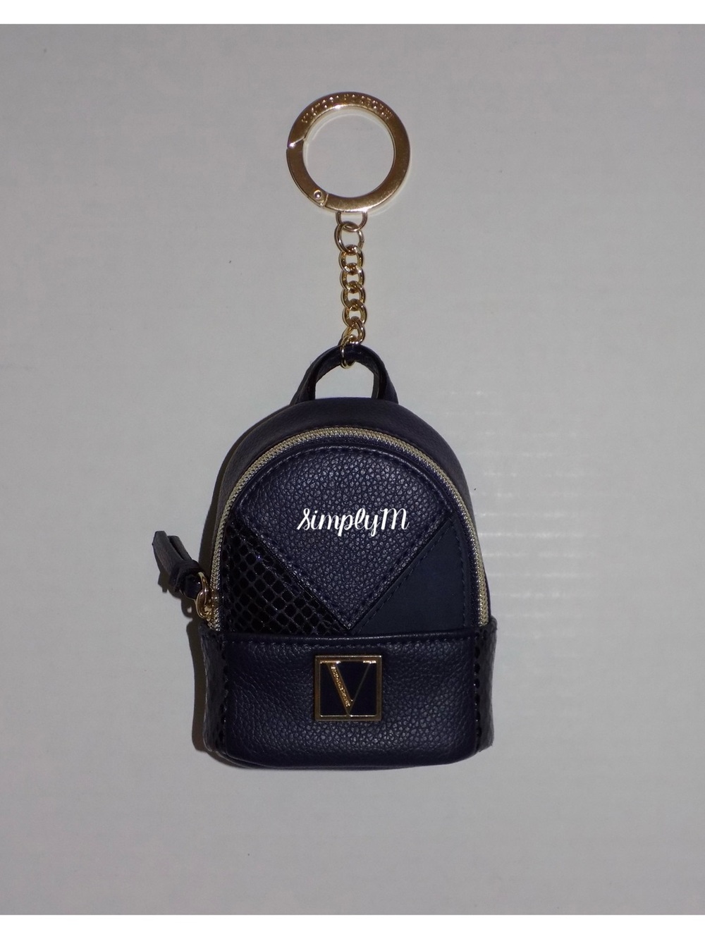 Victoria’s Secret VS Navy Blue Mini Backpack Keychain Charm